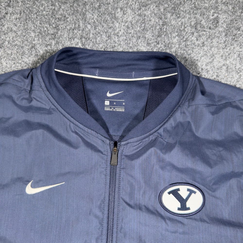 Nike BYU Cougars Full Zip Jacket Mens Large Navy Blue Lightweight Windbreaker